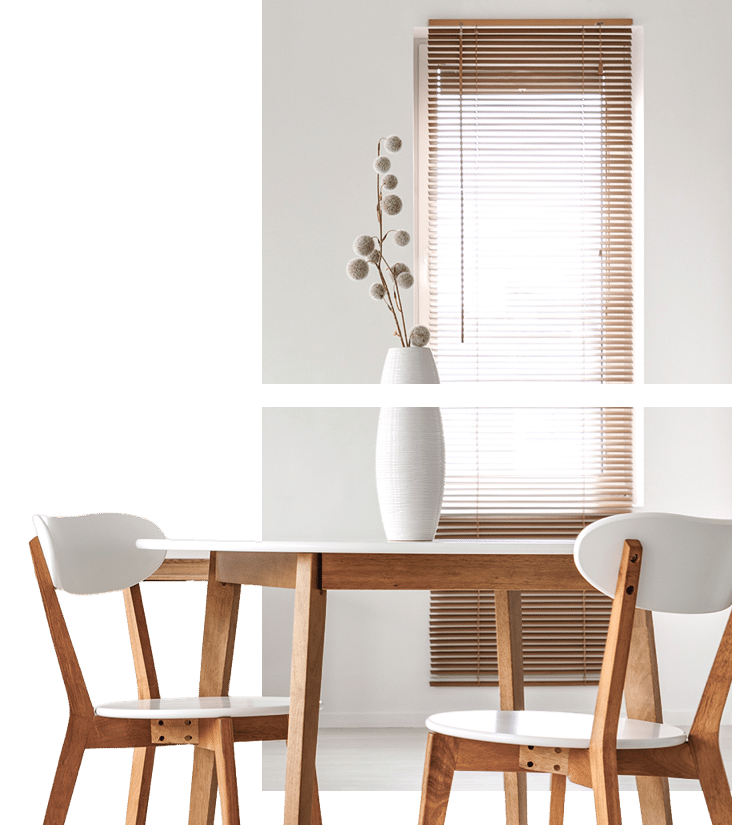 wooden chairs at table in bright open space interi 2